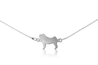 Halskette mit Mops Hund aus Silber an einer Kette