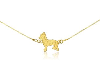 Halskette mit Yorkie Hund aus vergoldetem Silber an einer Kette